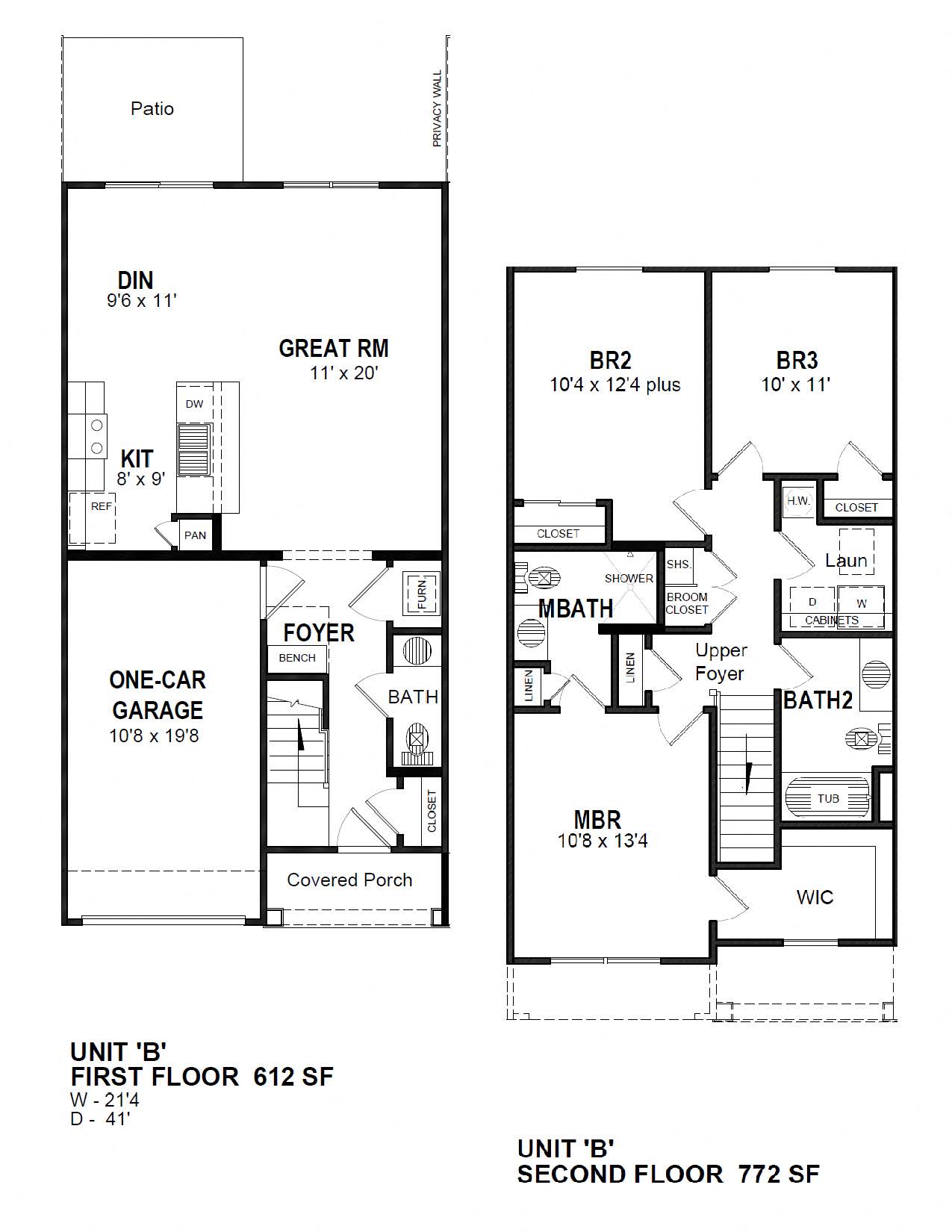 Floor plan for 3 beds, 2.5 baths, 1395 sqft